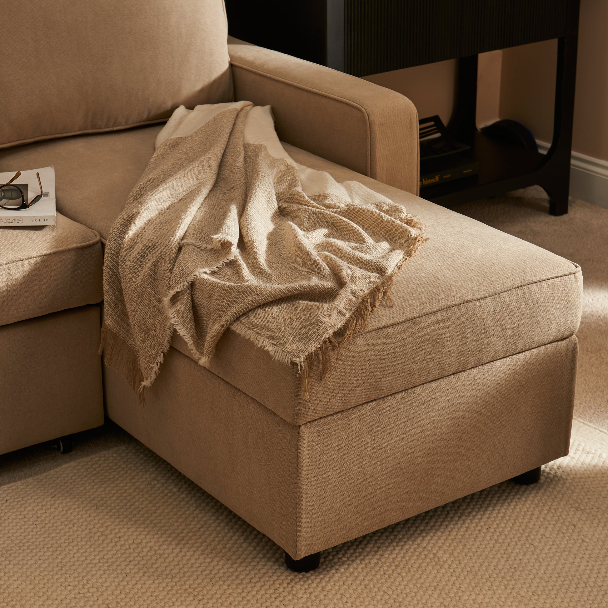 Hugo Taupe Pull-out Corner Sofa Bed - Laura James

