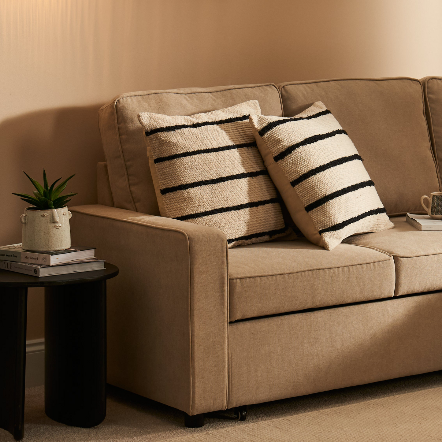 Hugo Pull-Out Corner Sofa Bed - Warm Taupe