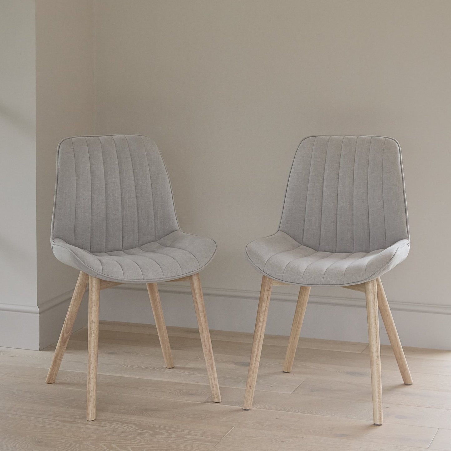 Bella Dining Chair - Cloud Grey with Whitewash Oak Legs