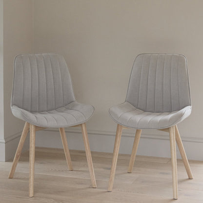 Bella Dining Chair - Cloud Grey with Whitewash Oak Legs