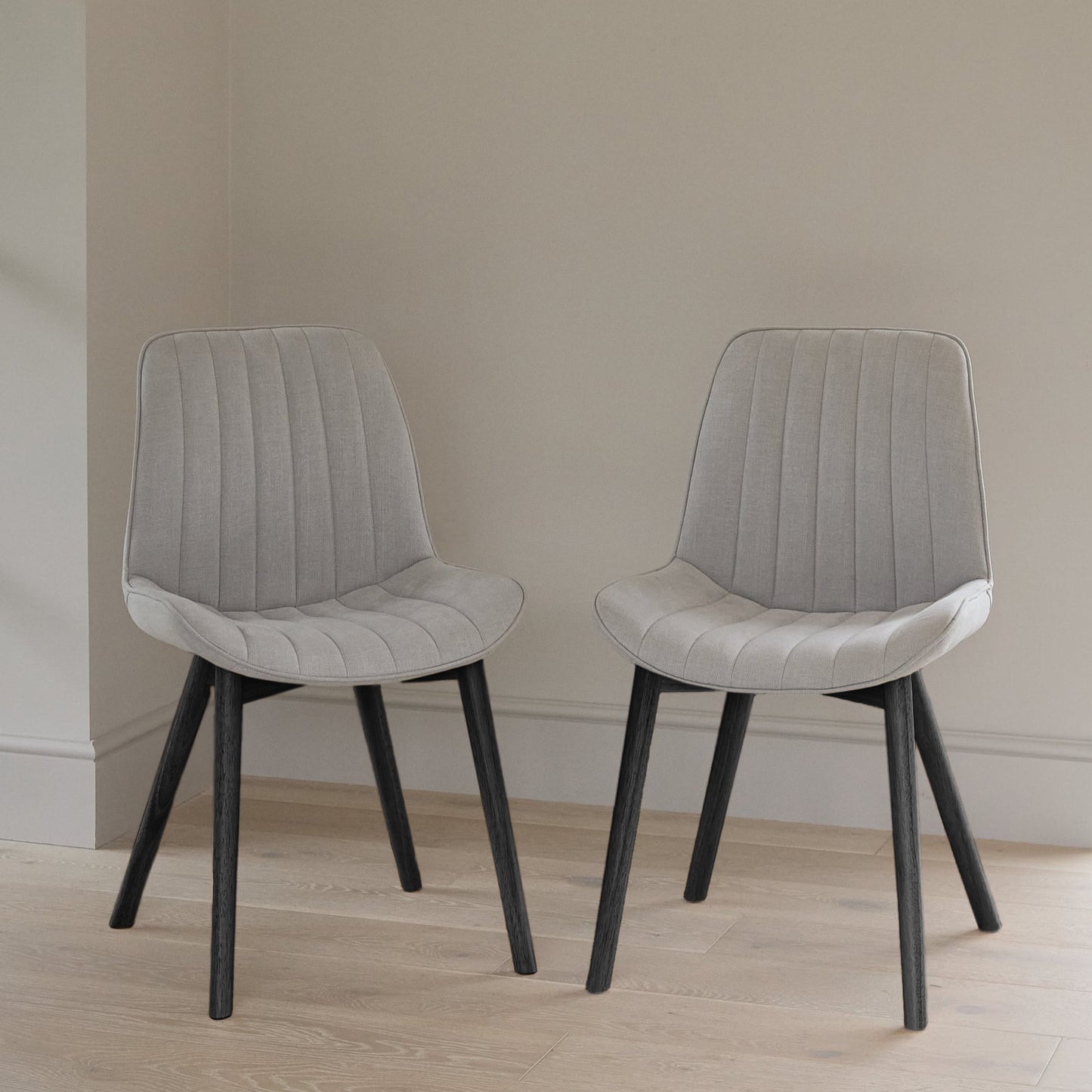 Bella Dining Chairs - Set Of 2 - Cloud Grey with Black Oak Legs