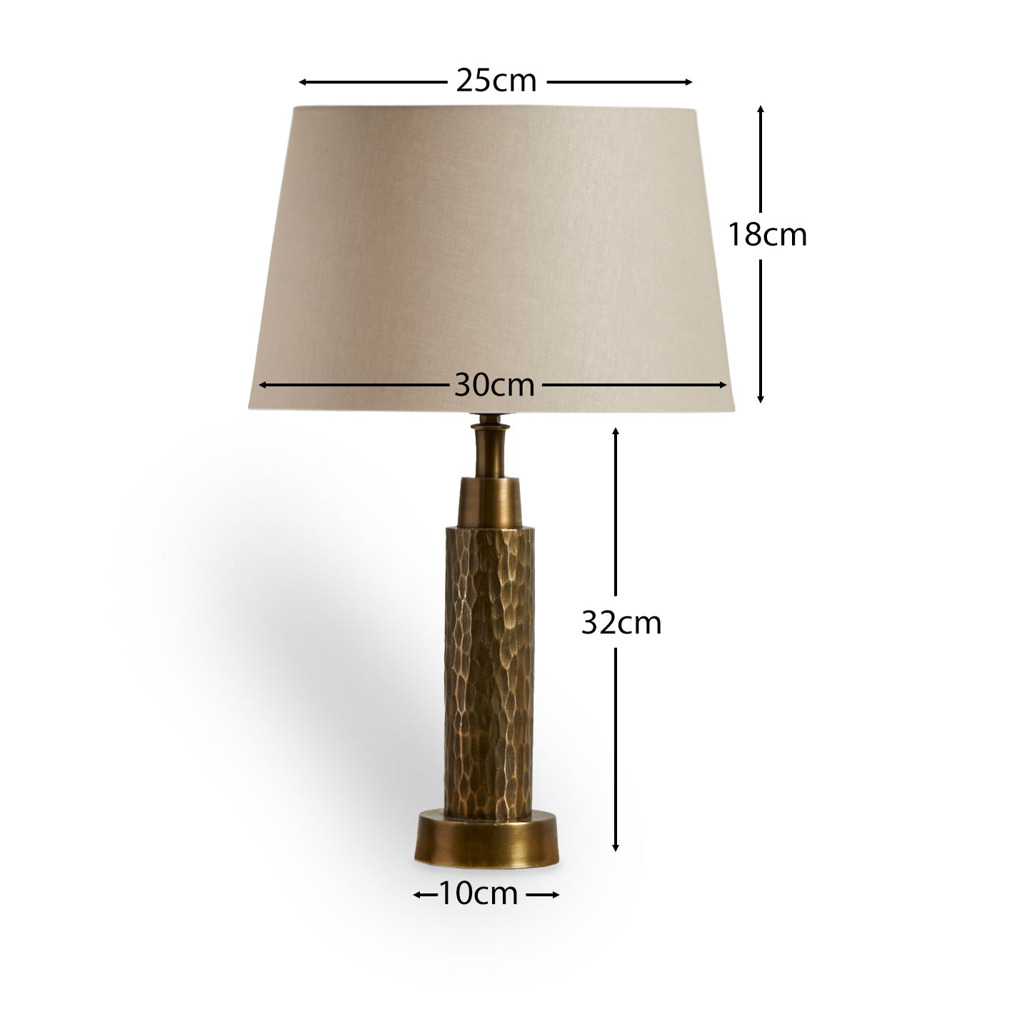 Kimmeridge Gold Lamp with Taupe Coningsby 30cm Shade - Laura James