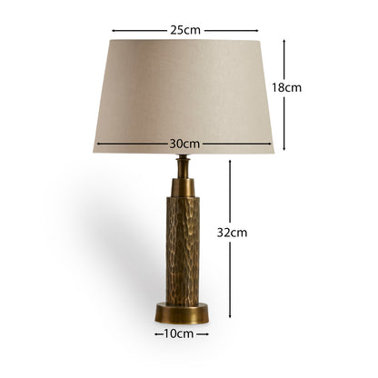 Kimmeridge Gold Lamp with Taupe Coningsby 30cm Shade - Laura James