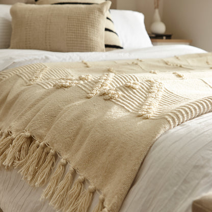 Nerja Off White Aztec Pattern Cotton Throw