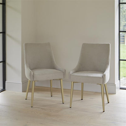 Maeve Dining Chairs - Set Of 2 - Soft Beige with Gold Legs