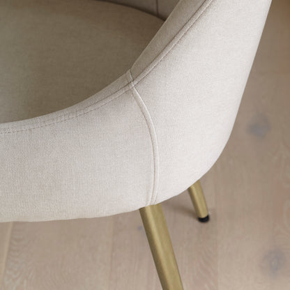 Maeve Dining Chairs - Set Of 2 - Soft Beige with Gold Legs