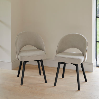 Outlet - Marilyn Dining Chairs - Set of 2 - Soft Beige with Black Oak Legs