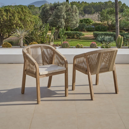 Palm 6 Seater Wooden Garden Dining Set with 6 Nala Sand Cushioned Chairs