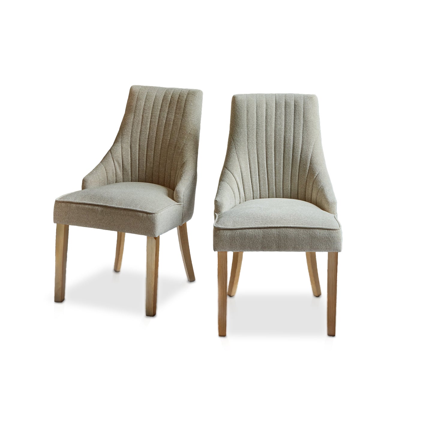 Nadine Marl Taupe Dining Chairs - Set of 2 - Whitewash Legs