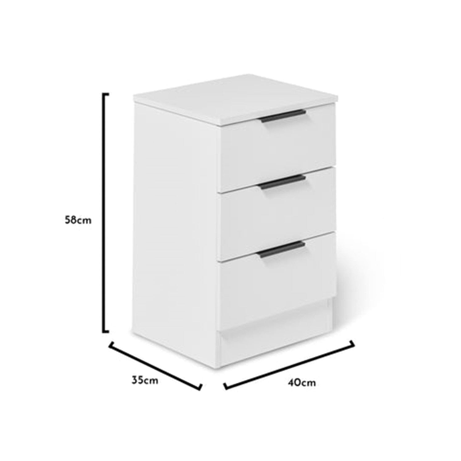 Essie White 3 Drawer Bedside Table - Laura James