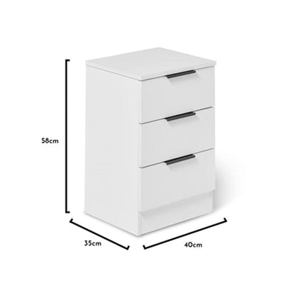 Essie White 3 Drawer Bedside Table - Laura James