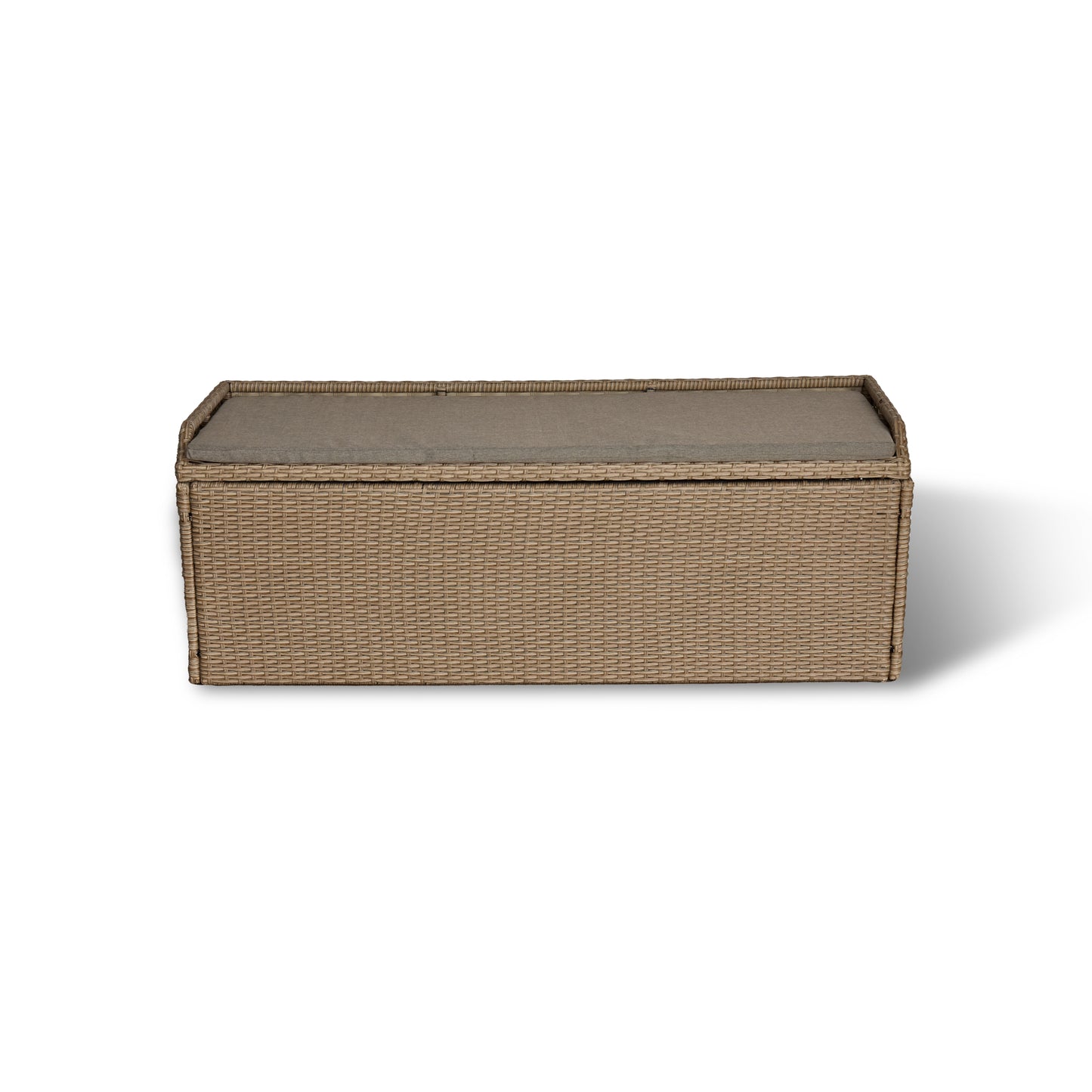 Rattan Storage Bench with Polywood Top - Natural Brown