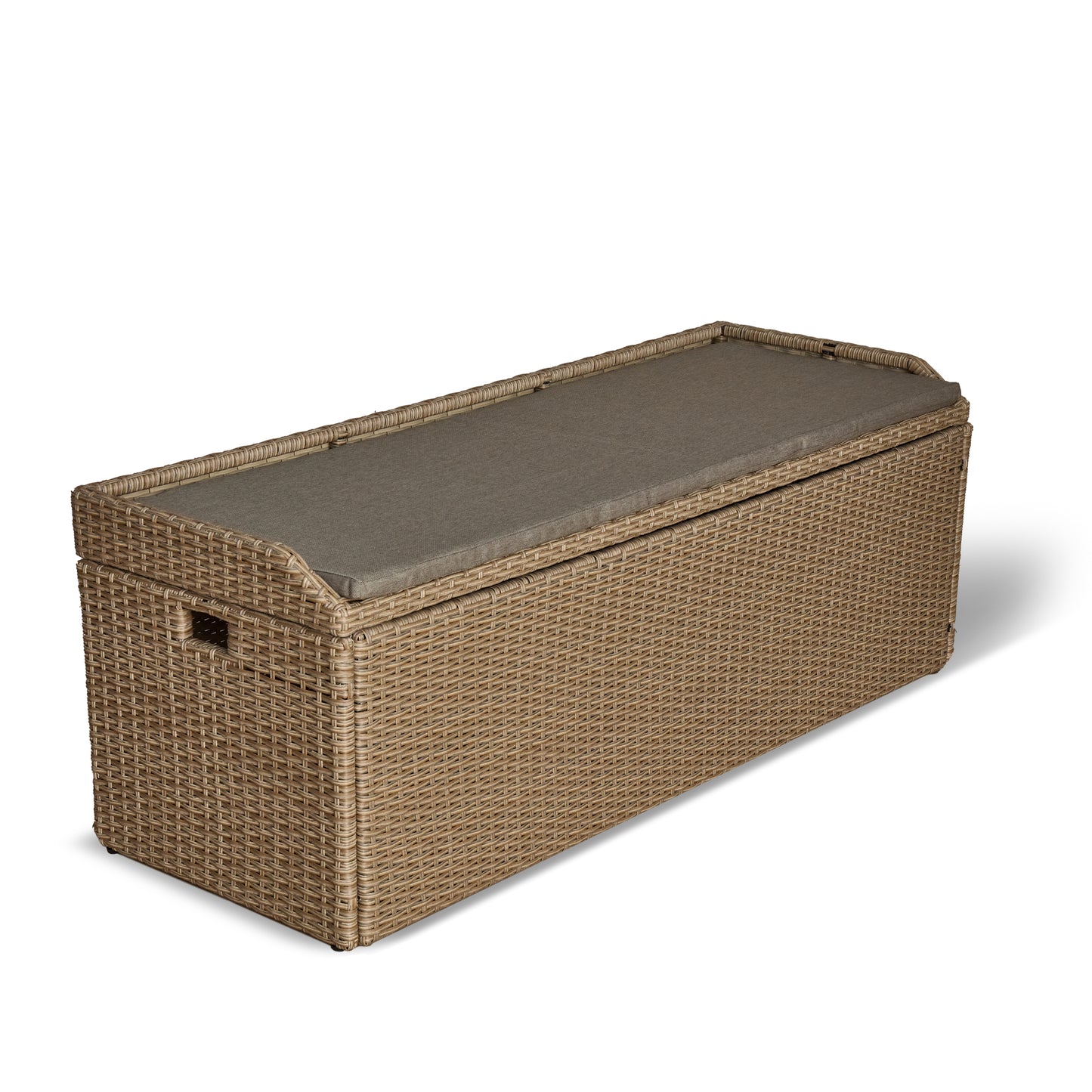 Rattan Storage Bench with Polywood Top - Natural Brown