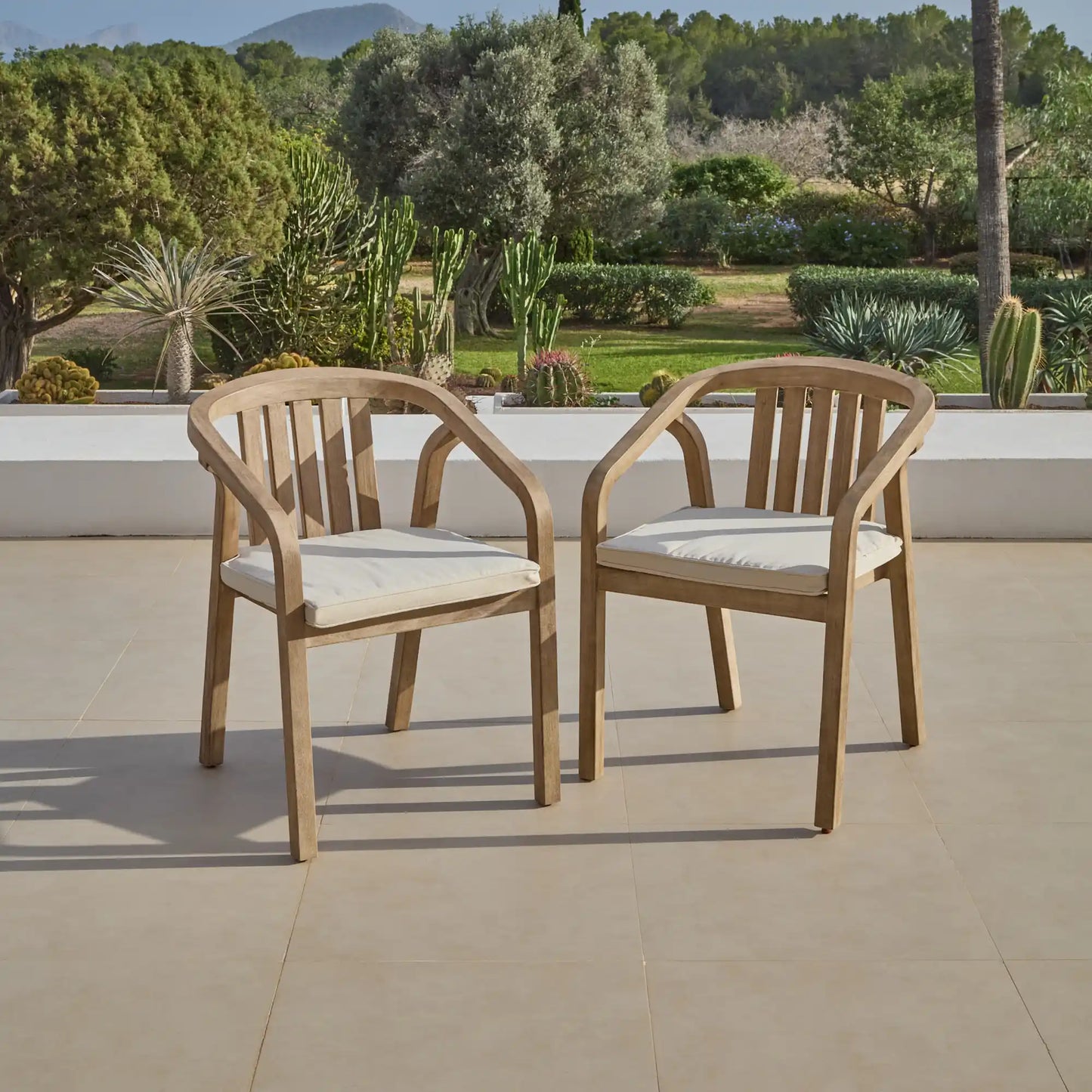 Amelia 6 Seater Wooden Garden Dining Set with 4 Shiro Cushioned Chairs & Charlotte Bench