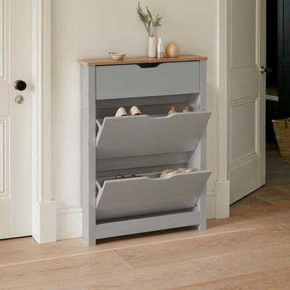 Windsor Shoe Cabinet - 3 Door - Grey

