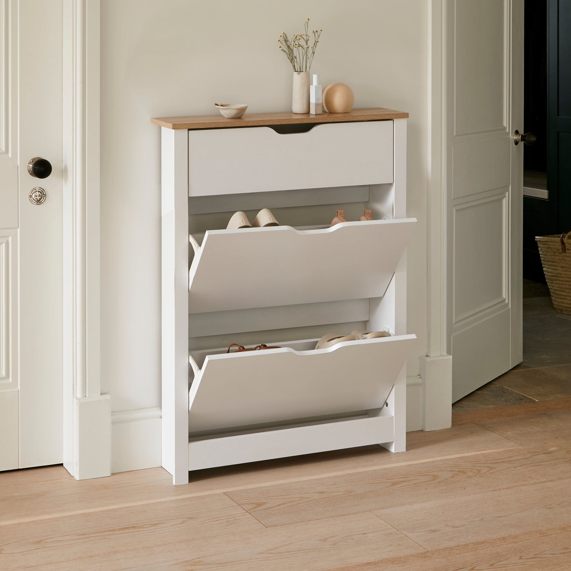 Windsor shoe cabinet - 3 door - white - Laura James