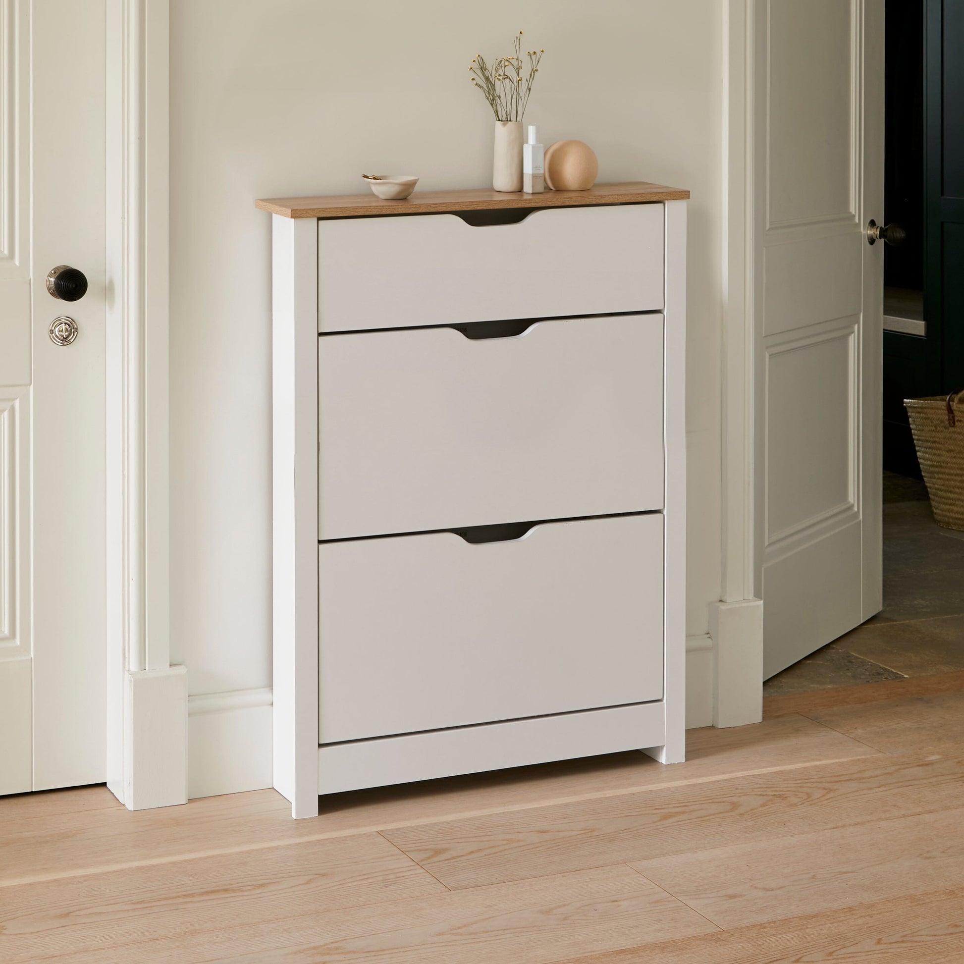 Windsor shoe cabinet - 3 door - white - Laura James