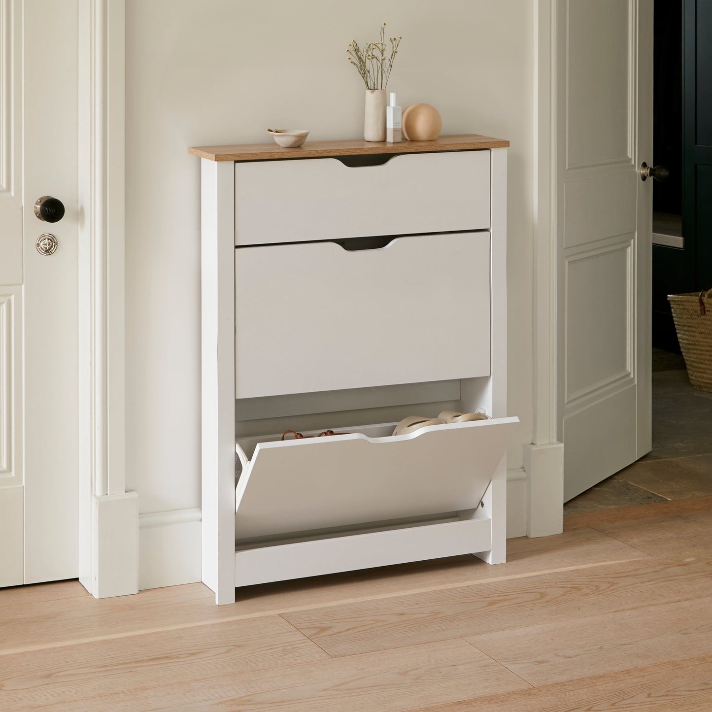 Windsor shoe cabinet - 3 door - white - Laura James