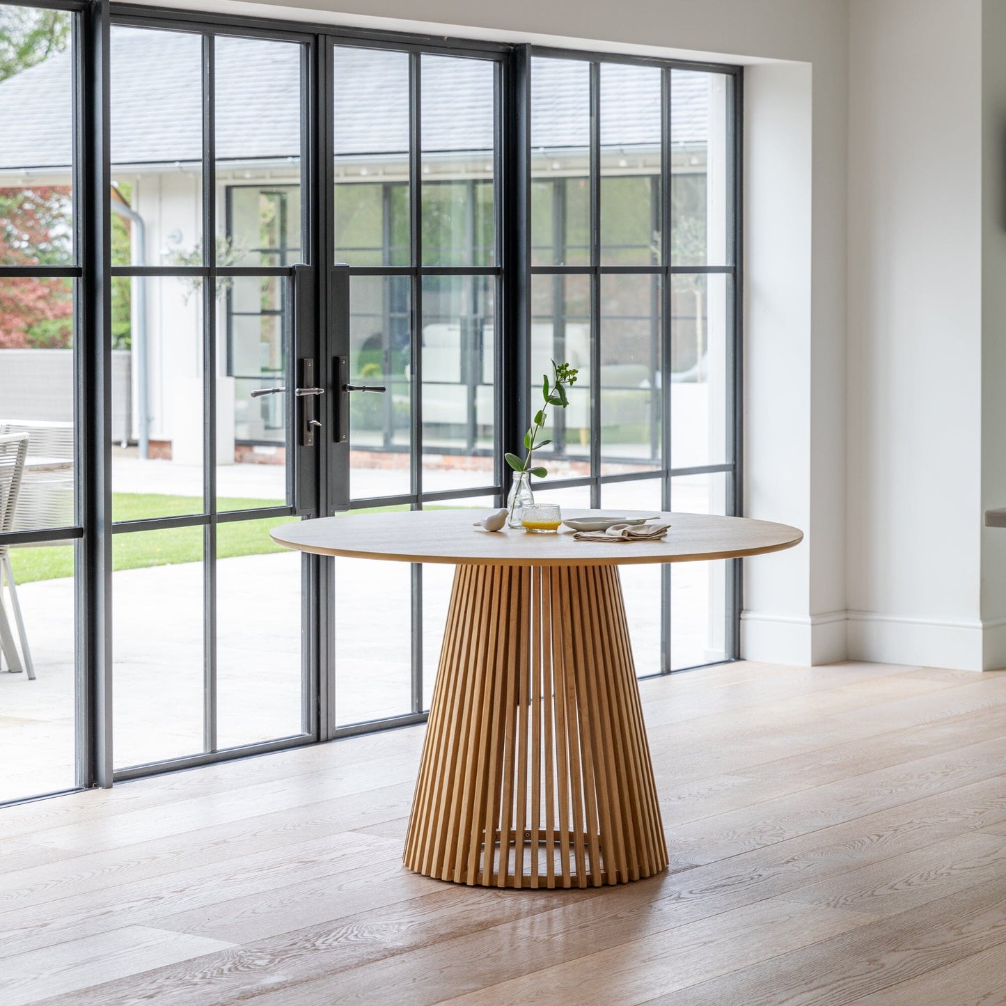 Willow 4 Seater Pale Oak Dining Table Set - Freya Grey Dining Chairs with Pale Oak Legs - Laura James