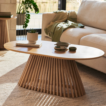 Willow Pale Oak Oval Coffee Table - Laura James 