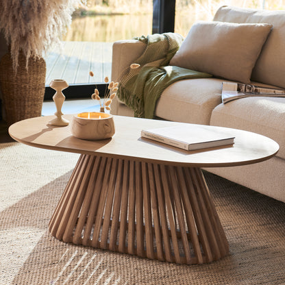 Willow Whitewash Oval Coffee Table - Laura James