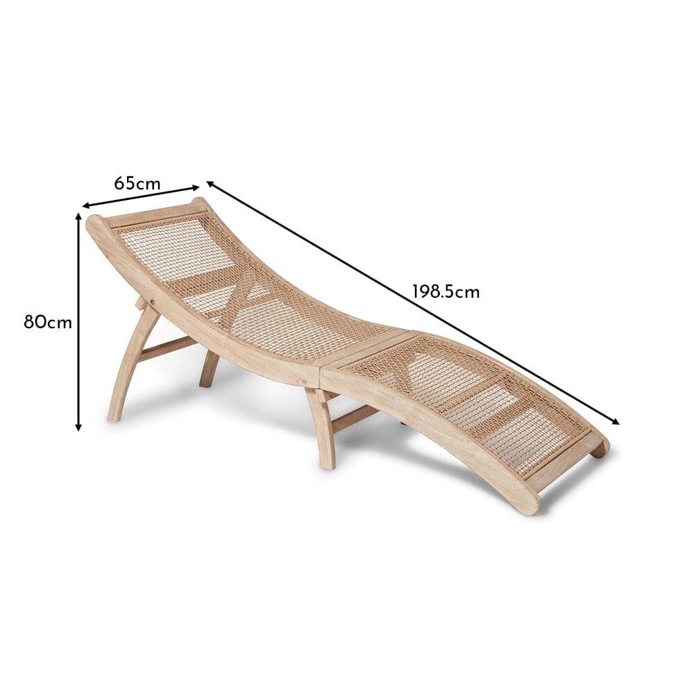 Akira Wooden Garden Rope Folding Sun Lounger - Laura James