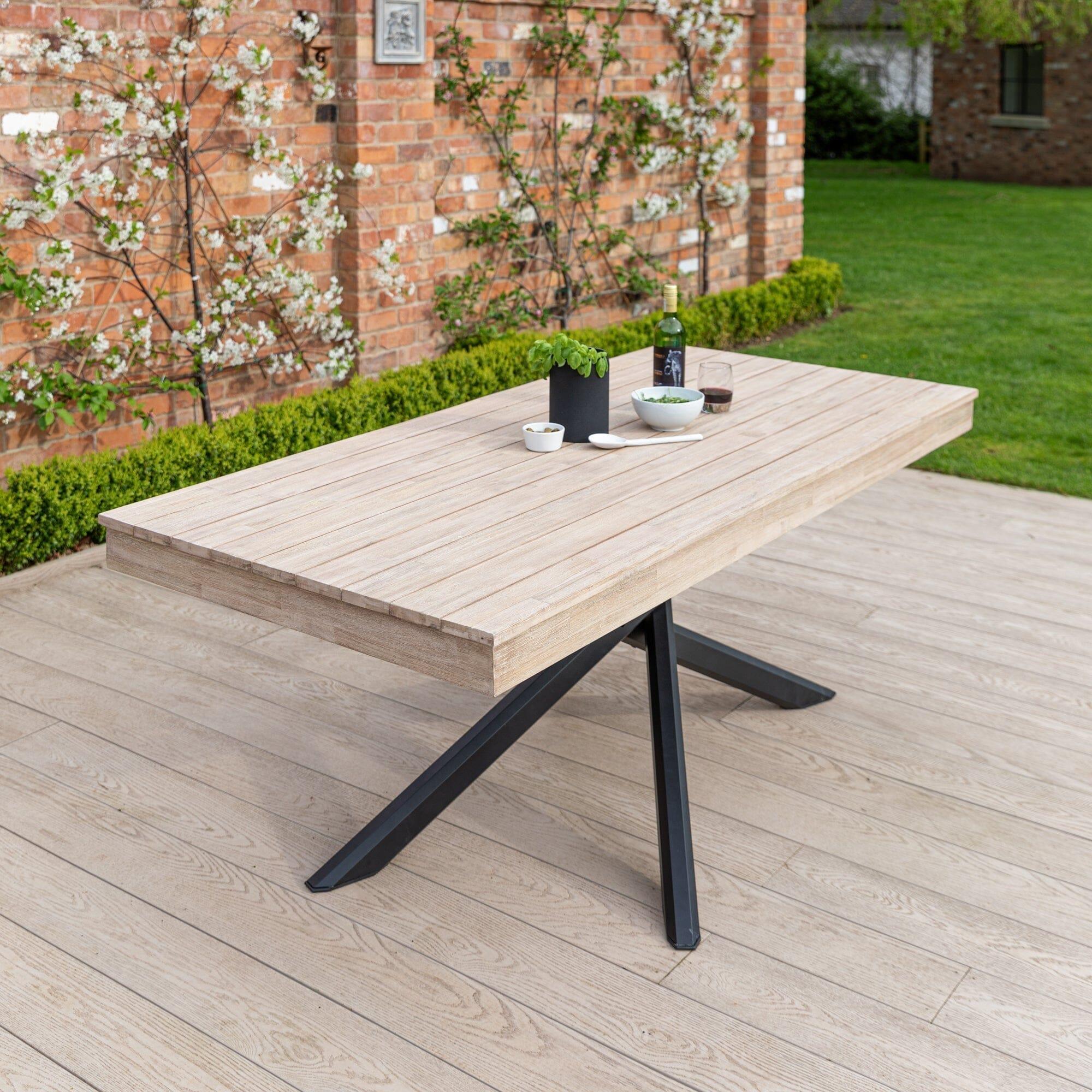 Amelia 8 Seater Whitewash Wood Black Legs Garden Dining Set - Hali Bla ...