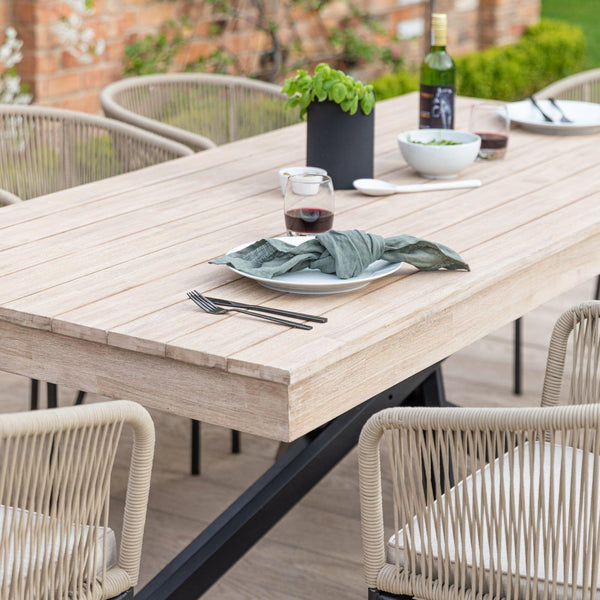 Amelia 8 Seater Whitewash Wood Black Legs Garden Dining Set - Hali Nat ...