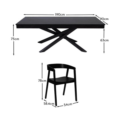 Amelia Oak Dining Table Set - 6 Seater - Oak Armchairs