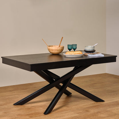 Amelia Black Extending dining table 6 seater Freya Blue Black - Laura James