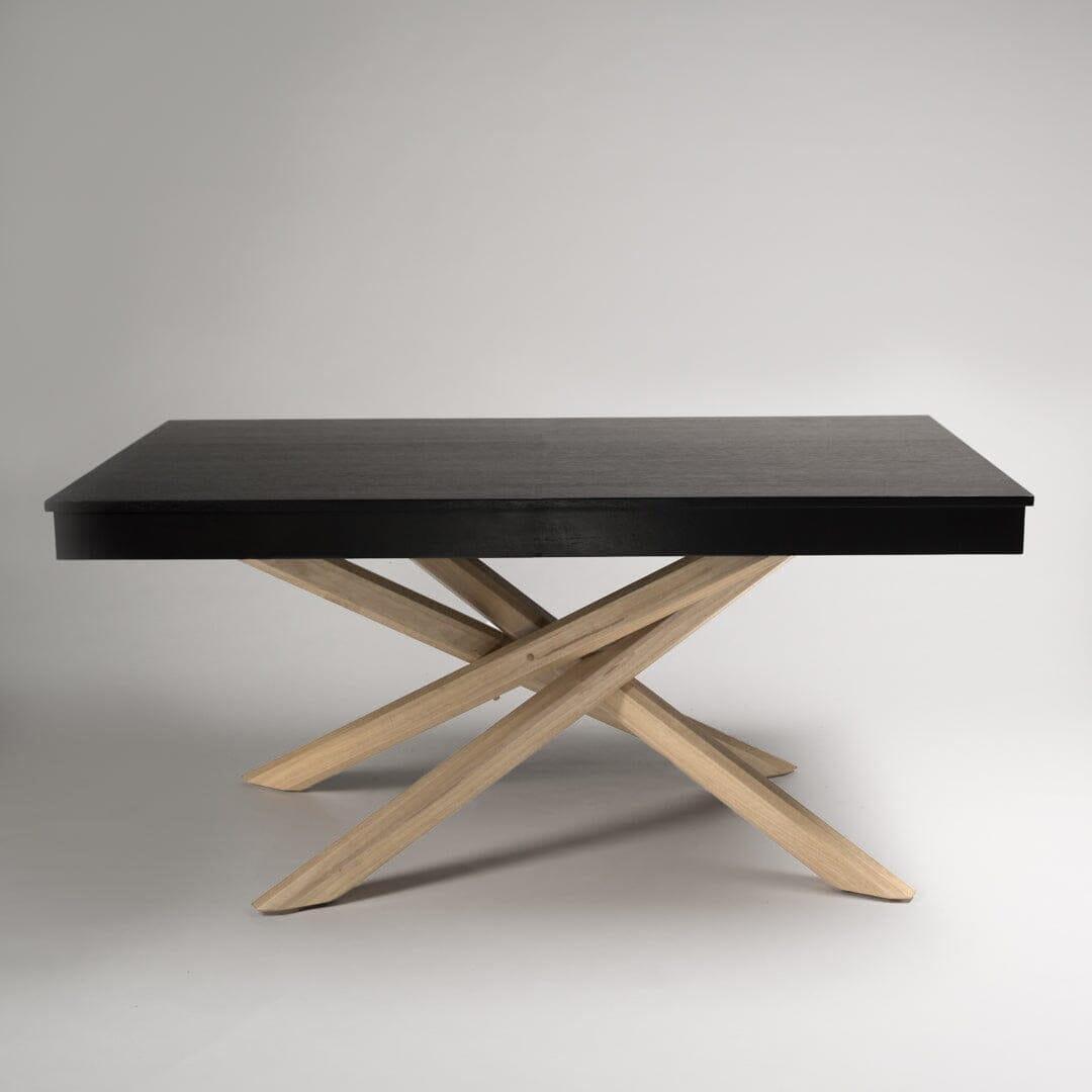 Amelia Black Wood dining table - with Whitewash Legs