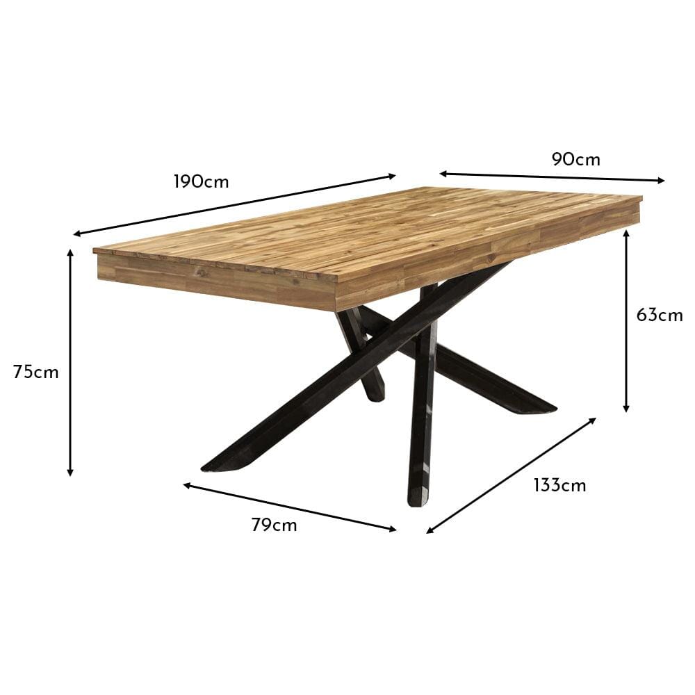 Amelia Natural Acacia Wood Garden Dining Table - Black Metal Legs - Laura James