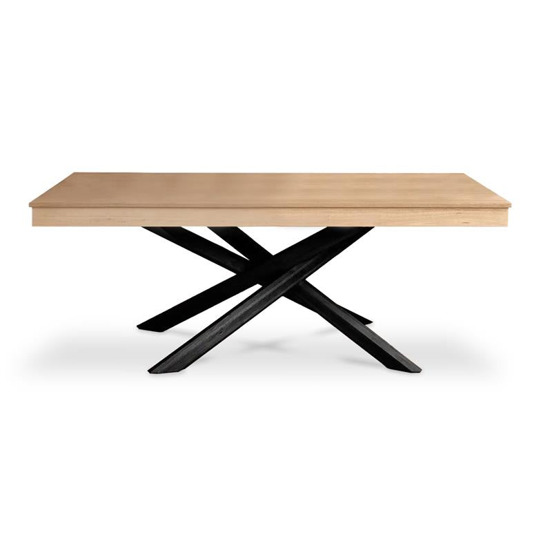 Amelia Pale Oak Wood Dining Table - Non Extendable - Black Legs