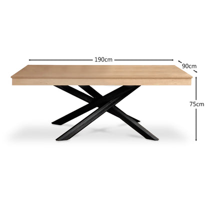 Amelia Pale Oak Wood Dining Table - Non Extendable - Black Legs