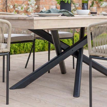 Amelia Whitewash wood Garden dining table - black metal legs - Laura James