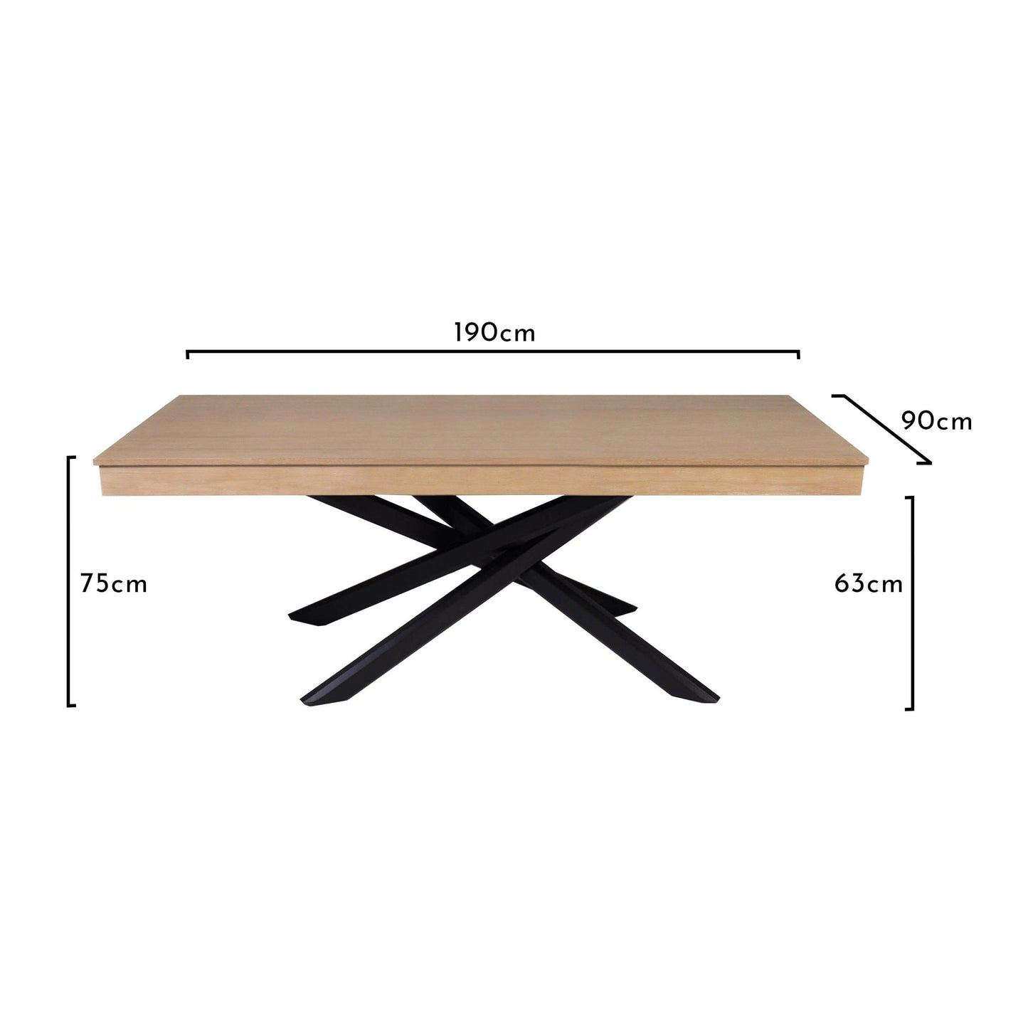 Amelia Whitewash Dining Table with Black Legs