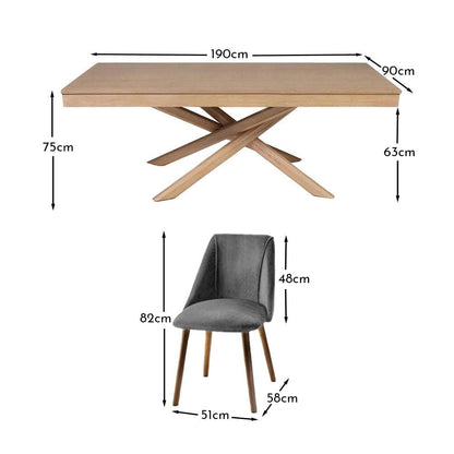 Amelia Whitewash Dining Table Set - 6 Seater - Freya Grey Dining Chairs with Whitewash Oak Legs - Laura James