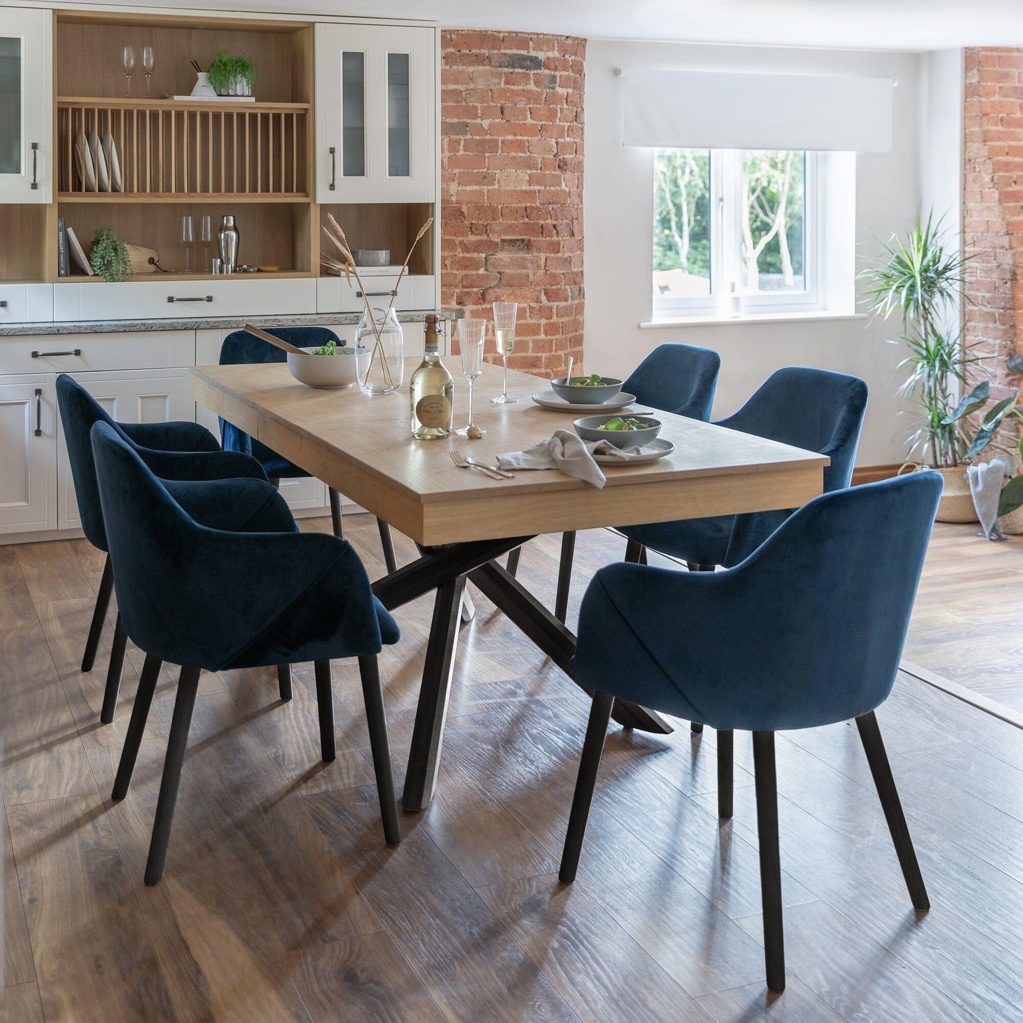 Amelia Whitewash Extendable Dining Table Set 6 Seater Freya Blue C Laura James