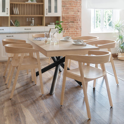 Amelia Black Whitewash Extending dining table - 6 seater -  Ella Pale Oak wooden chairs