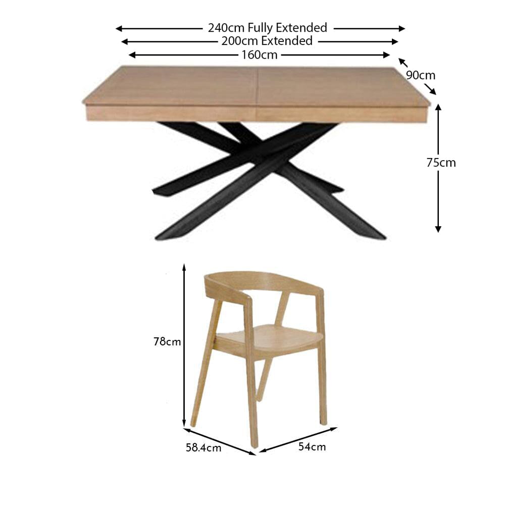 Amelia Whitewash Extendable Dining Table Set - 6 Seater - Pale Oak Armchairs - Laura James