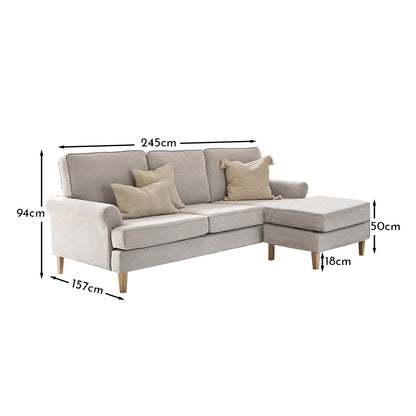 Outlet - Annabelle Corner Sofa With Chaise - Cloud Grey With Pale Oak Legs