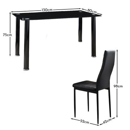 Anya glass dining table set - 6 seater - black