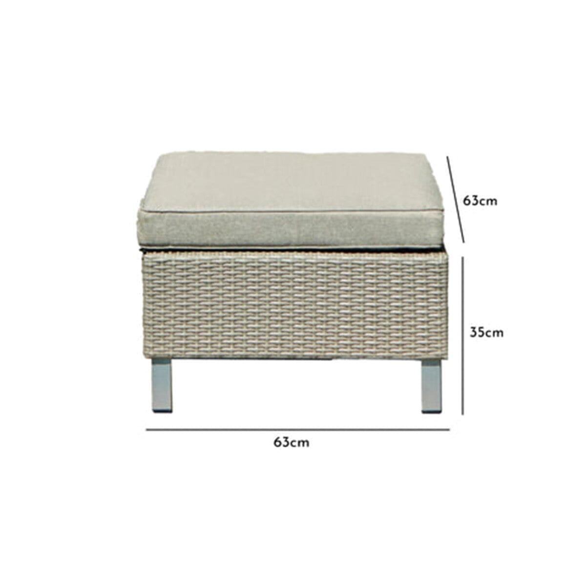 Aria Rattan Garden Footstool - Light Grey - Laura James