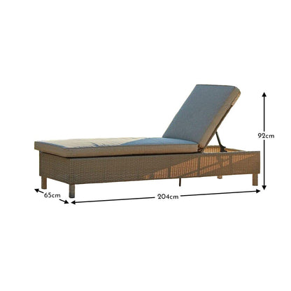 Aria Rattan Garden Sun Lounger - Light Grey