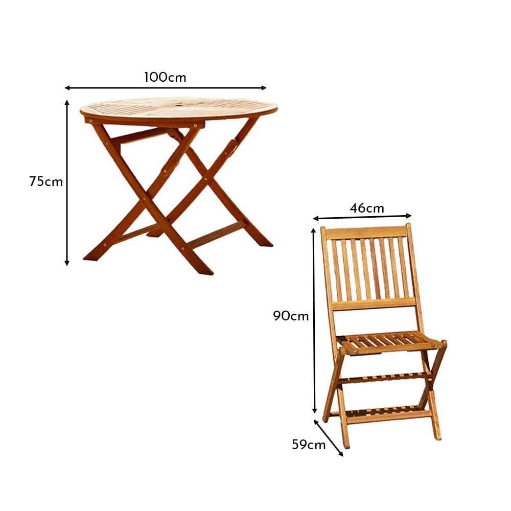 Ashby 4 Seater Round Wooden Garden Dining Set - 100cm - Laura James