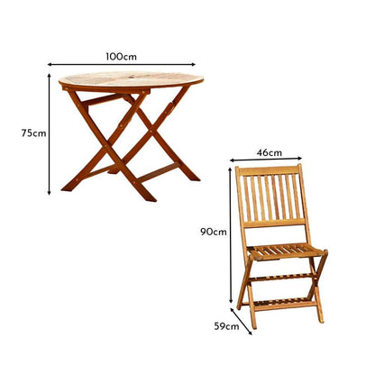 Ashby 4 Seater Round Wooden Garden Dining Set - 100cm - Laura James