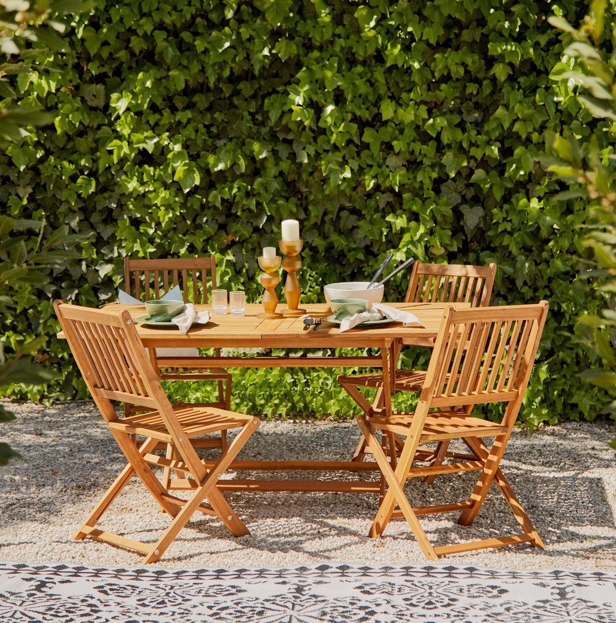 Fold up garden table and fashion chairs