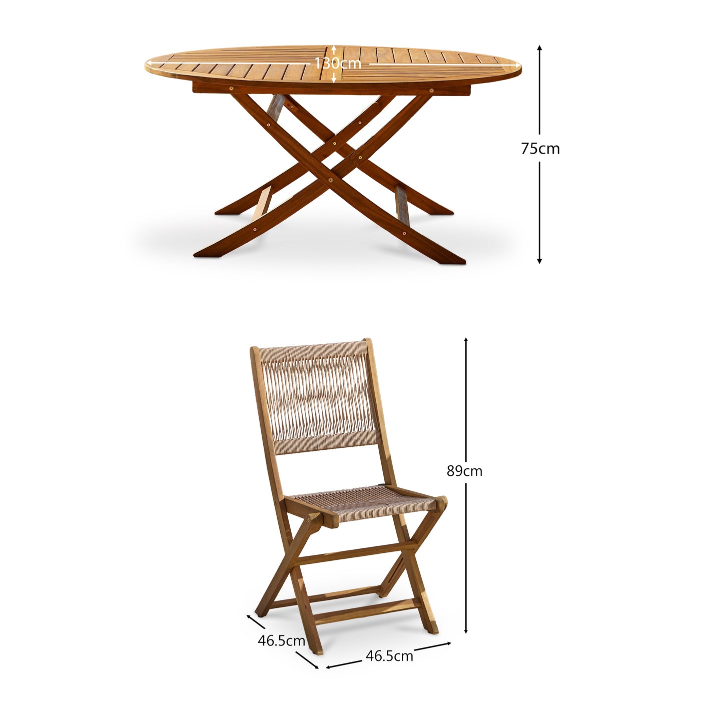 Ashby Wooden Round Folding Table Set with Cove Dining Chairs - Laura James