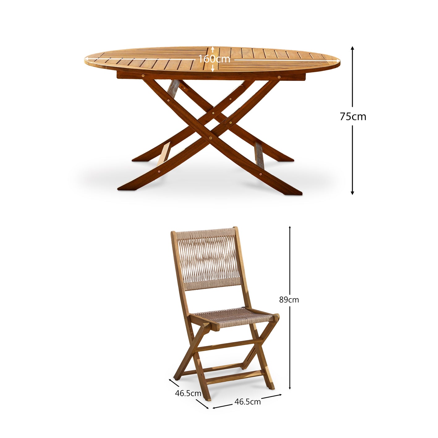 Ashby Wooden 6 Seater Round Folding Table Set with Cove Dining Chairs - Laura James 