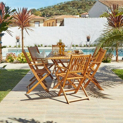 Ashby 6 Seater Wooden Garden Dining Set & Grey Parasol - 150cm